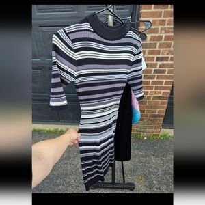 Black and white stripped sweater dress